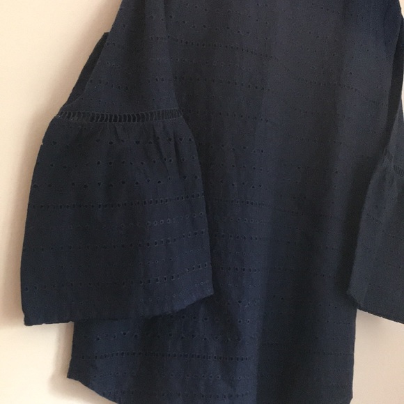 Izod Navy Balloon Flare Sleeve Blouse Size M - Picture 4 of 15